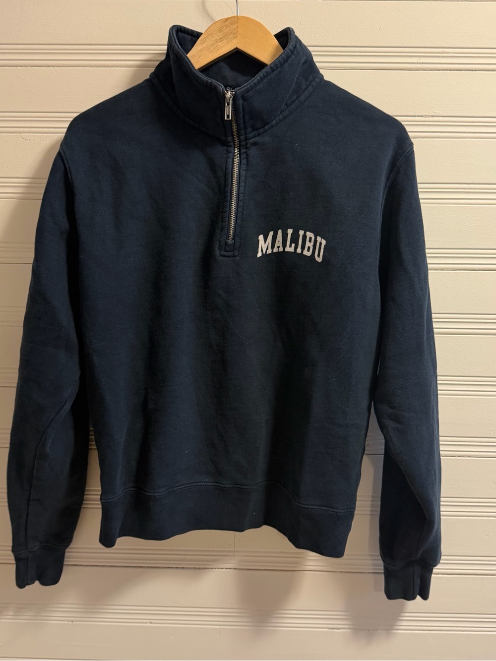 John Galt Malibu Quarter Zip Sweatshirt Navy Blue Size S